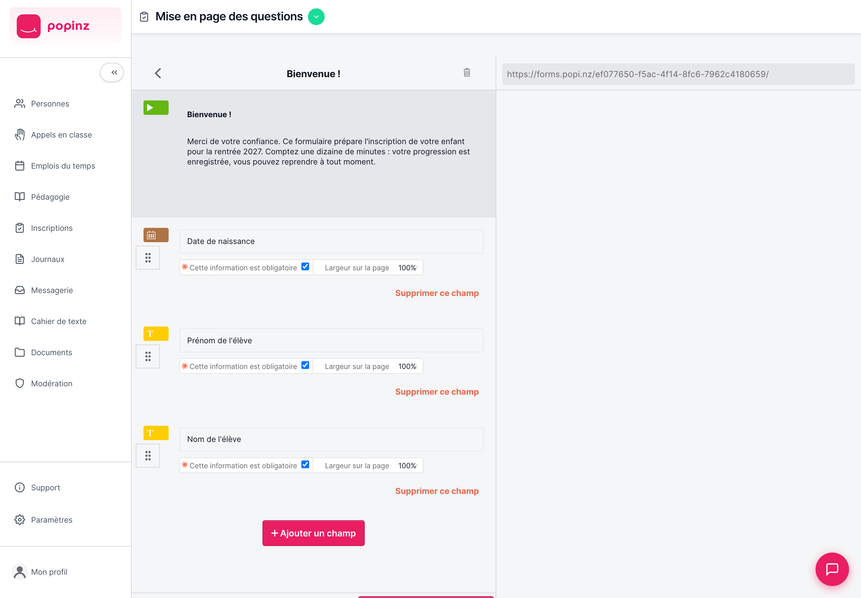 Popinz — l'éditeur de formulaire